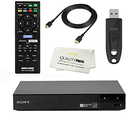 Sony BDP-BX370 Blu-ray Disc Player with Built-in Wi-Fi and HDMI Cable with Ultra USB Flash Drive 64GB