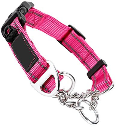 MYSUNBAR Hundhalsband, dragstopp halsband hundar med säkerhetslås, halsband brett justerbart och reflekterande för stora medelstora och små hundar