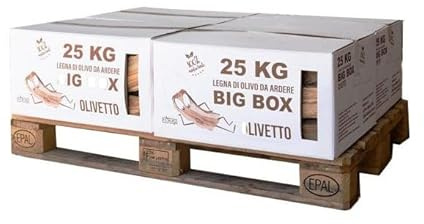 FE.MI.RO - BIG BOX 100 kg – Legna da Ardere di Ulivo per Camino, Stufa e Barbecue – 100% Ulivo, Ecologica, Pulita e Made in Italy – Scatole Impilabili per Stoccaggio Facile