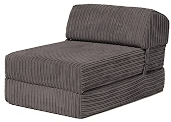 Loft 25 Jumbo Cord ausklappbare Einzel Futon Z-Bett Matratze Sofa | Sleepover Guest Wohnzimmer | Soft und bequemen Stuhl | leicht und langlebig | Qualität Cord Stoff Möbel (Holzkohle)