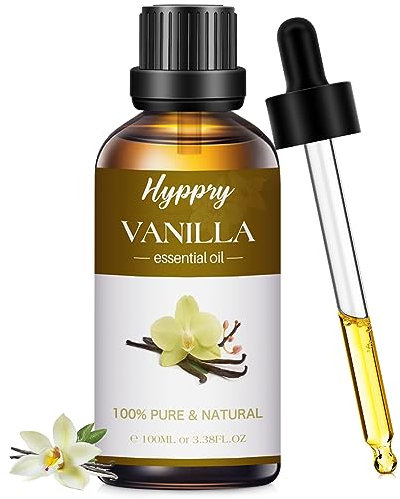 Hyppry 100ml Vanilla Essential Oil 100% Pure Natural Vanilla Oil for Diffuser for Home, Aromatherapy, Skin Care, Soap & Candle Making, Home Fragrance