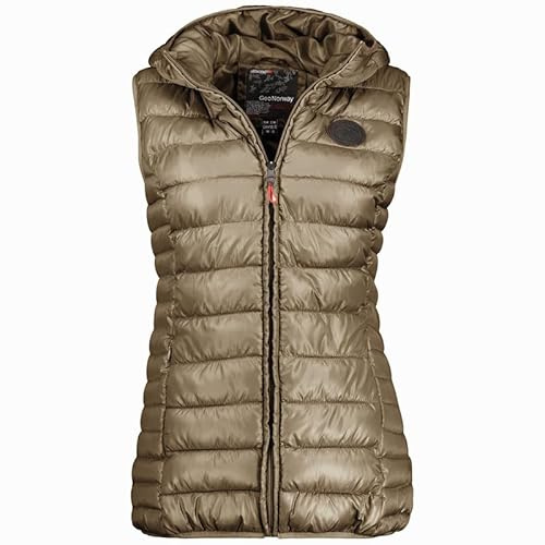 Geographical Norway Annecy Vest Hood Lady - Gilet Veste Donna Imbottita Calda Autunno-Invernale - Cappotto Caldo - Giacca Antivento A Manica Corta e Tasche - Abito Ideale (Tempesta M)