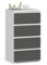 AKORD Kommode CL4 40 cm | 4 Schubladen | Schrank | für das Wohnzimmer | für das Schlafzimmer | B40 x H74 x T35 cm | Gewicht 18,4 kg | Weiß/Graphitgrau