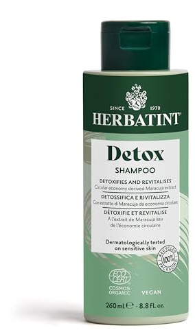 Herbatint Detox Bio-Shampoo Entgiftender – 260 ml | Mit Regenerierender Wirkung, Reinigt und Befreit Kopfhaut und Haar von Unreinheiten, 98% natürliche Inhaltsstoffe, Ecocert-zertifiziert, Vegan