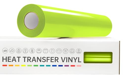 VinylRus Heat Transfer Vinyl-12” x 20ft Neon Yellow Iron on Vinyl Roll for Shirts, Fluorescent Yellow HTV Vinyl for Silhouette Cameo, Easy to Cut & Weed