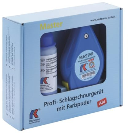 Kaufmann Schlagschnur Set Blau - 20m Markierschnur mit Kreide - schneller Schnureinzug - großes und robustes Aluminiumgehäuse