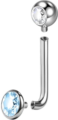 BodyAce F136 Piercing a barra in titanio Christina, 14G con filettatura interna verticale, barre per ombelico a cappuccio, anello VCH curvo a L, gioielli per ombelico Christina, Bar Length:10mm