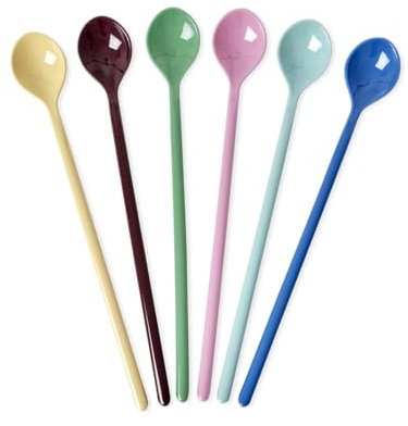 ReWu Rice Melamin Latte Löffel 6er-Set - Classic Mix - Bruchsicher Campingeschirr Melamingeschirr Kinderbesteck Dessertlöffel Bruchsicher BPA-frei