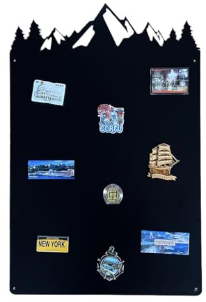 STALFORM Metal Tableau Magnétique Mural Noir Montagnes 75x49 cm, Plaque Aimanté, Acier Inoxydable, Cuisine, Bureau, Chambre D'enfant, pour Lettres Magnétiques, Chiffres, Notes, Photos