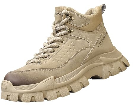 Generisch Botas de senderismo para hombre, ligeras, antideslizantes, transpirables, para exteriores, para senderismo, trabajo, beige, 41 EU