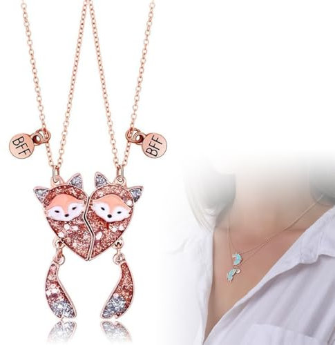 2 Cadeau Amitié Pendentif Collier Ensemble, Magnétique Assorti Collier，Meilleur Ami Cadeau D'anniversaire collier bff