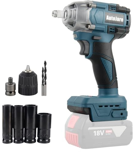 AUTOJARE Akku Schlagschrauber Kompatibel mit Bosch 18V Batterie 470N.m Bürstenloser Schlagschrauber 1/2 Zoll elektro Schraubenschlüssel mit 4 x Steckschlüssel (Ohne Akku)