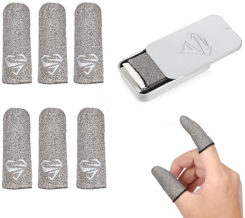Ptwola 6 Stück Gaming Finger Sleeves Silberfaser Anti-Schweiß Daumenhülsen Fingerabdeckung Atmungsaktiver Fingerlinge Handschuhe Handy Controller Zocker Gadgets Sachen Zubehör für Touchscreen Spiel