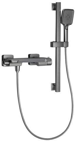 XJTNLB Miscelatore da Muro per Vasca a Cascata 3 Modalità Rubinetto Doccia da Muro Grigia con Divisore