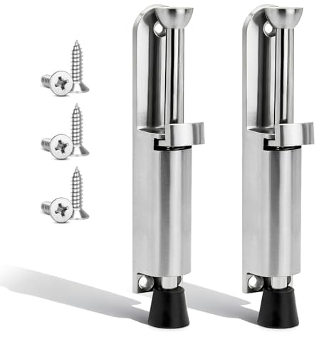 RUNYU 2 Pièces Arrêt de Porte avec Commande au Pied Réglable, Bloque Porte Sol en Alliage de Zinc, Bloc porte, Stop porte, Butée de Porte au Sol Pour l'intérieur et l'extérieur (Argent)
