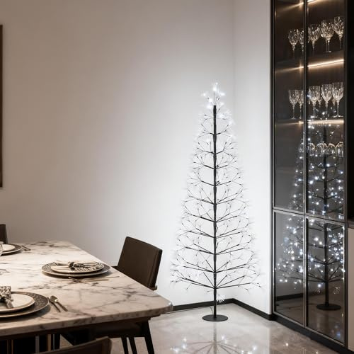 ACXIN 180 cm LED-julgran med 2 000 lysdioder och avtagbart metallstativ, ljusträd inomhus, julgran konstgjord för vardagsrumsdekoration utomhus, stämningsljus, kall vit