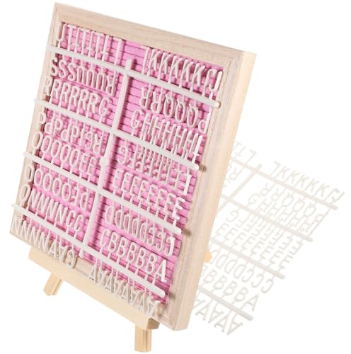 ULTECHNOVO Tablero de Letras de Fieltro de Doble Cara con Marco de Madera Rosa 25X25 CM para Mensajes Decoración de Fiestas y Manualidades Infantiles