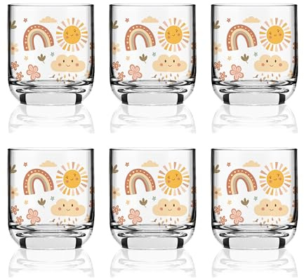 Sahm Fairy World Kindergläser Set 6 tlg 230ml - Premium Kinderbecher mit süßen Motiven - Bedrucktes Glas im stilvollen Design - Hochwertige und zeitlose Trinkbecher für die ganze Familie