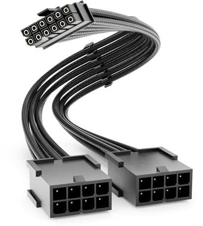 deleyCON 30cm PCIe 12‑pin Hane till 2x8‑pin Hona Förlängningskabel - Grafikkort PCI‑E GPU‑kabel för GeForce RTX 3070/3080/3080Ti/3090