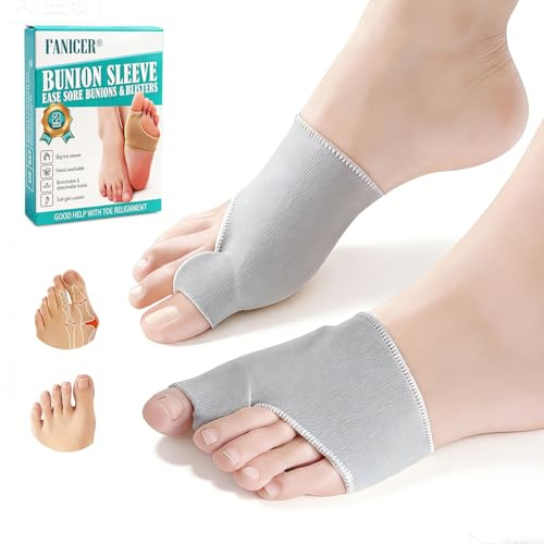 2 pièces Orthese Hallux Valgus,Séparateurs d'Orteils,Chaussettes correctrices d'oignons,Réaligne le Gros Ortei,Pour oignons Redresser les Orteils,Femmes et Hommes Jour et Nuit,Fine Souple,Gris