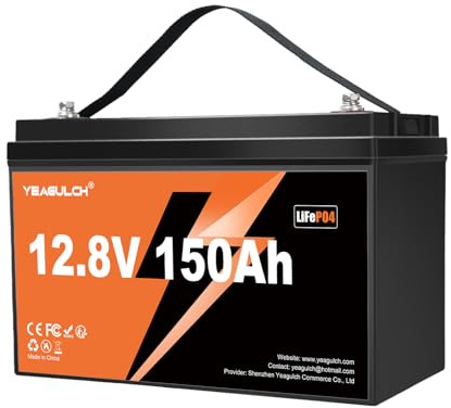 12V 150Ah LiFePO4 Lithium Battery Built-in 100A BMS 1920Wh 15000+ Deep Cycle Rechargable Low Temp Cut Off Battery for Camping, Solar, RV, Marine, Off-Grid Applications