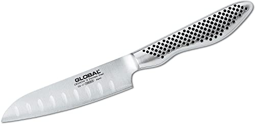 Global GS-57 Fluted Santoku Knife 11cm Blade, Small Versatile Japanese Kitchen Knife, Ultra Sharp Stainless Steel