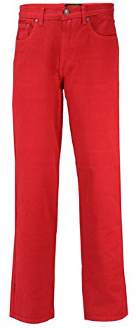 Georgio Peviani Pantalon en jean classique 5 poches pour homme - Rouge - 44W x 31L