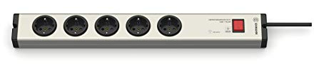 EHMANN 0606 x 00052031 Överspänning aluminium kontaktkabel, 5-fack, 1,5 m inledning, akustisk och optisk signal, med överspänningsskydd enligt EN 61643-11 typ 3