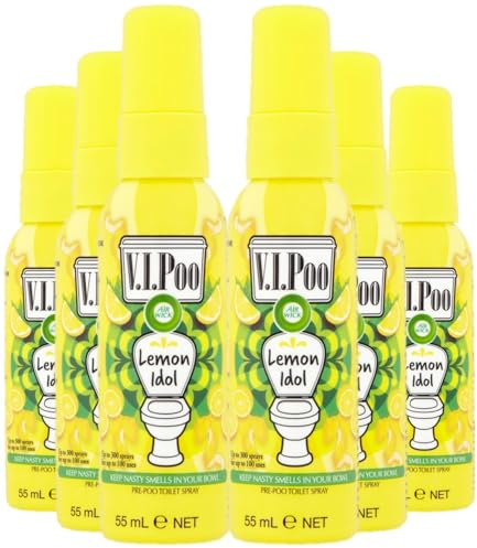 Air Wick V.I.Poo Pre-Poo Toilet Spray, Lemon Idol, Pack 6 x 55ml, Toilet Freshener