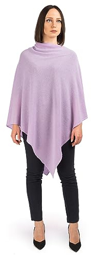 Dalle Piane Cashmere Poncho för damer 100% kashmir Made in Italy, Lätt, En storlek, Farve: Lila