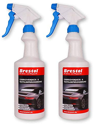 BRESTOL® Imperméabilisant pour cabriolet 2 x 750 ml – Protection contre l'eau, la saleté et les rayons UV – Empêche le dessèchement et la formation de fissures, imperméabilisation de capote de