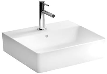 VitrA Nuo Waschtisch, 50 cm: Waschbecken mit Hahnloch mittig und Überlaufloch mittig, wandgebunden, Hochglanz-Weiß
