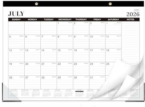 2026-2027 Desk Calendar - Desk Calendar 2026-2027, Jul.2026 - Dec.2027, 18 Monthly Desk/Wall Calendar 2-in-1, 16.8 x 12, Thick Paper with Corner Protectors, Large Ruled Blocks - Classic Black