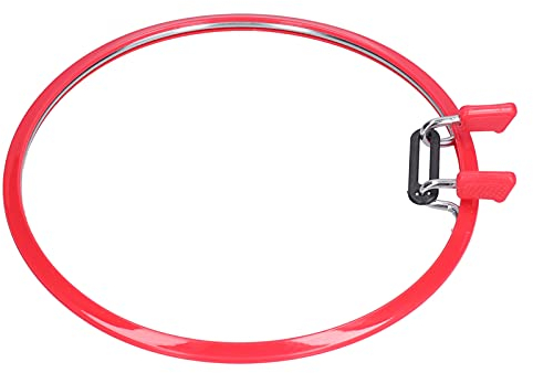 22cm Runder Stickrahmen, Roter Kunststoff-Clip-Rahmen Zum Sticken Kreuzstich Quilten Nadelspitzenwerkzeug