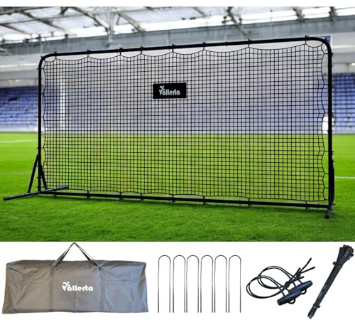 Vallerta® 12x6 Steel Frame Soccer Rebounder Backstop Wall w/Carry Case. Perfect for Solo/Team Kickback Practice and Pass Training. Improve Touch/Passing & Ball Control Skills! US Owned