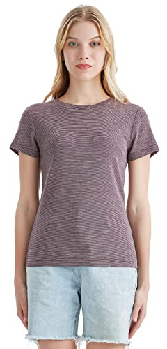 Merino Protect 100% Laine Merinos T-Shirts Femme Col Rond Manches Courtes sous Vetement Résistance Odeur Couche Base pour Voyage Randonnée Tshirt