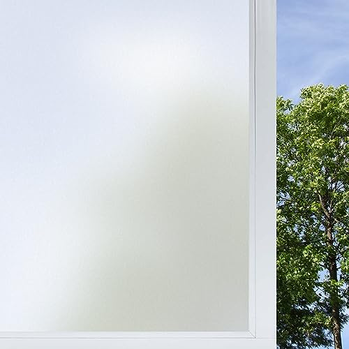 vivinin Frosted Glass Window Film,17.3x236.2 Inches Privacy Film Anti Uv, Frosted Window Privacy Film Non Adhesive, Window Film Privacy for Bathroom Home and Office