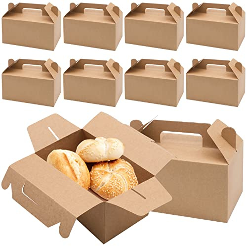 Scatole Regalo Kraft Marroni 10 Pezzi, Contenitori per Cupcake e Dolci Pieghevoli per Bomboniere, Feste, Matrimoni, Cibo e Compleanni (19x10x9 cm)