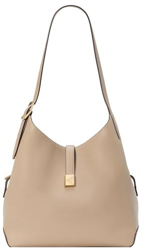 kate spade new york Women's Deco Pebbled Leather Large Shoulder Bag, Timeless Taupe, One Size