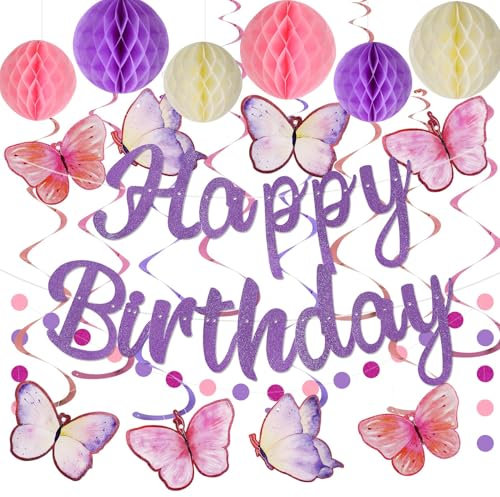 Geburtstagsdeko, Geburtstagsdeko Mädchen Frauen Birthday Decorations Geburtstags Deko, Wiederverwen Geburtstag Deko Happy Birthday Girlande Banner Kindergeburtstag Deko Geburtstag Party Deko