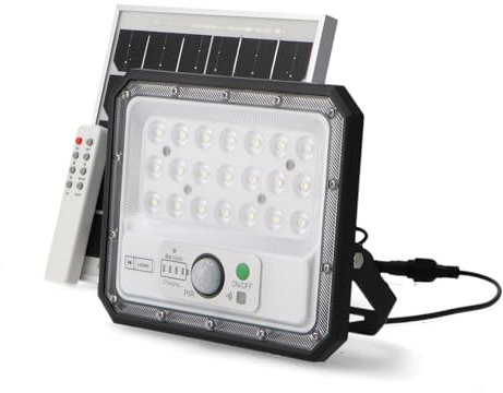 M Ledme Aras Proiettore Faretto Led Solare con Sensore 50W, Colore Luce Fredda (6000k), IP65, Illuminazione da esterno, per utilizzo in giardini, cortili