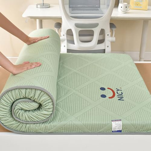 YOUGANG Vikbar madrass av skum med hög densitet, 5 cm tjock, enkelsäng, dubbelsäng, Queen size-säng, medelstyrka, tryckavlastning, förbättrar sömnen, grön
