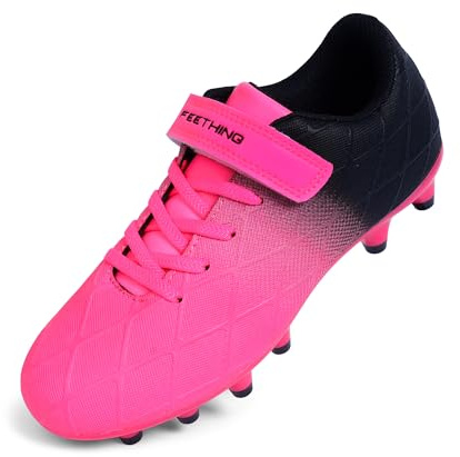 FEETHING Kids Football Boots | Boys Girls Outdoor Athletic Football Shoes, Firm Ground Little Big Kid Soccer Cleats