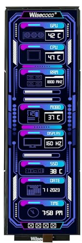 wisecoco Écran LCD 12,6 avec écran LCD HDMI 1920 x 515 IPS - Kit de bricolage - Double haut-parleurs intégrés pour Hyte Y60 - Boîtier PC de jeu - CPU - GPU - Moniteur secondaire facile à installer