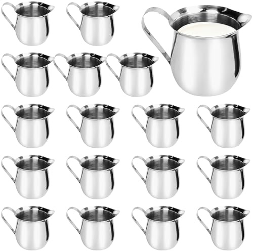 18 Pack Small Stainless Steel Milk Jugs, 90 ml Mini Creamer Pitchers