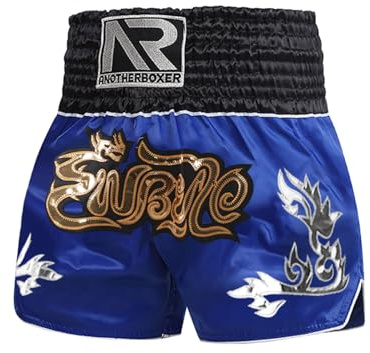 Yruioon Shorts De Boxe pour Jeunes Pantalons Courts Muay Thai Shorts MMA De Kickboxing Boxers pour Enfants Sport Fitness 5-12 Ans B Bleu 8-12 Ans