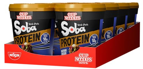 Nissin Cup Noodles Soba Protein – Yakitori Chicken, 8er Pack, Wok Style Instant-Nudeln mit Yakitoi-Geschmack und 18g Protein pro Becher, schnell im Becher zubereitet (8 x 90g)