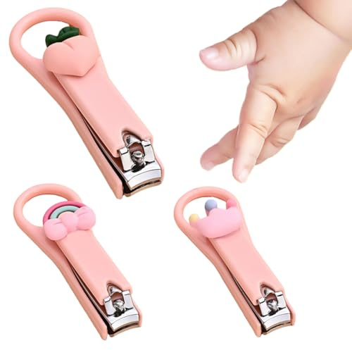 3-teiliges Set baby nagelknipser, Edelstahl nagelset baby, geeignet für Neugeborene, Säuglinge und Kinder, Baby-Nagelknipser (rosa).