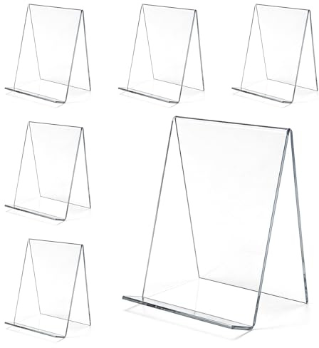 Wozzies Sujeta Libros, 6 Piezas Sujetalibros Estanteria de Acrílico Transparente, Soporte Libros Antideslizante para la Escritorio, Dormitorio, Oficina, Escuela, Biblioteca, 15x13x10cm Apoya Libros