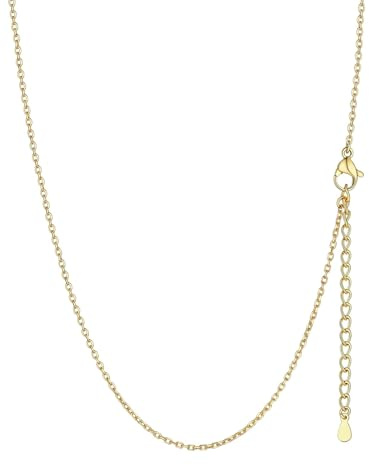 Suplight Gold Necklaces for Women Stainless Steel Cable Chain 1.4mm Thin Rolo Chains 20 Inch Cable Necklace Waterproof Hypoallergenic Women's Jewellery Gift for Girlfriend